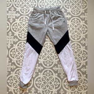 Black white and grey jogging pants